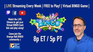 Virtual BINGO Game Night | FREE to Play! | Grange Hall Games - Friday 04/15