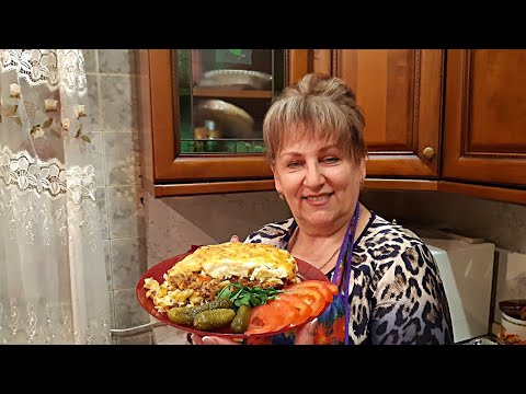 Мясная запеканка с макаронами и соусом Бешамель!