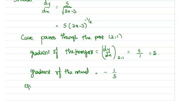 Integration Chapter 9 - Exercise 9C - Problem 4 - A curve is such that dy/dx=5/root(2x-3).
