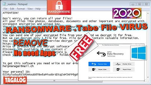RANSOMWARE(.Tabe) File VIRUS REMOVE  simple guides 2020 TAGALOG PC/LAPTOP