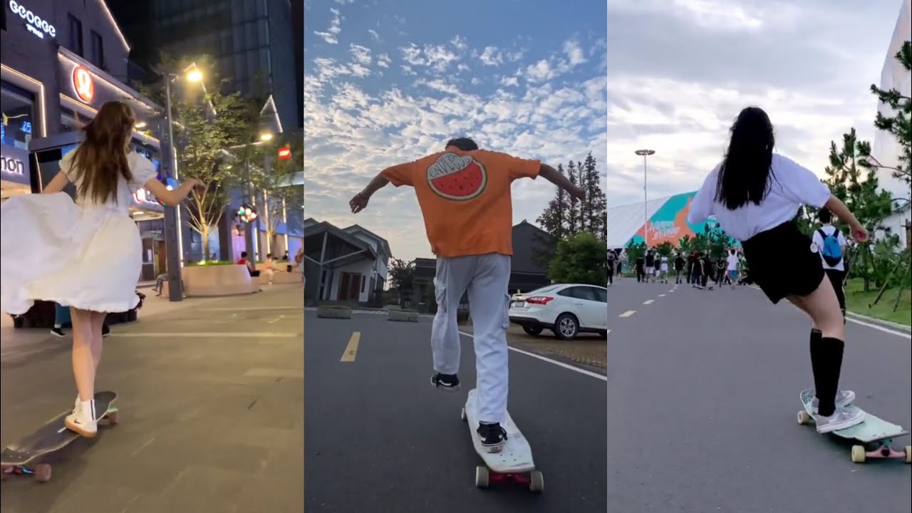 Longboard and skateboard | TIKTOK fashion skate moment compilation? kwai girls and boys #37