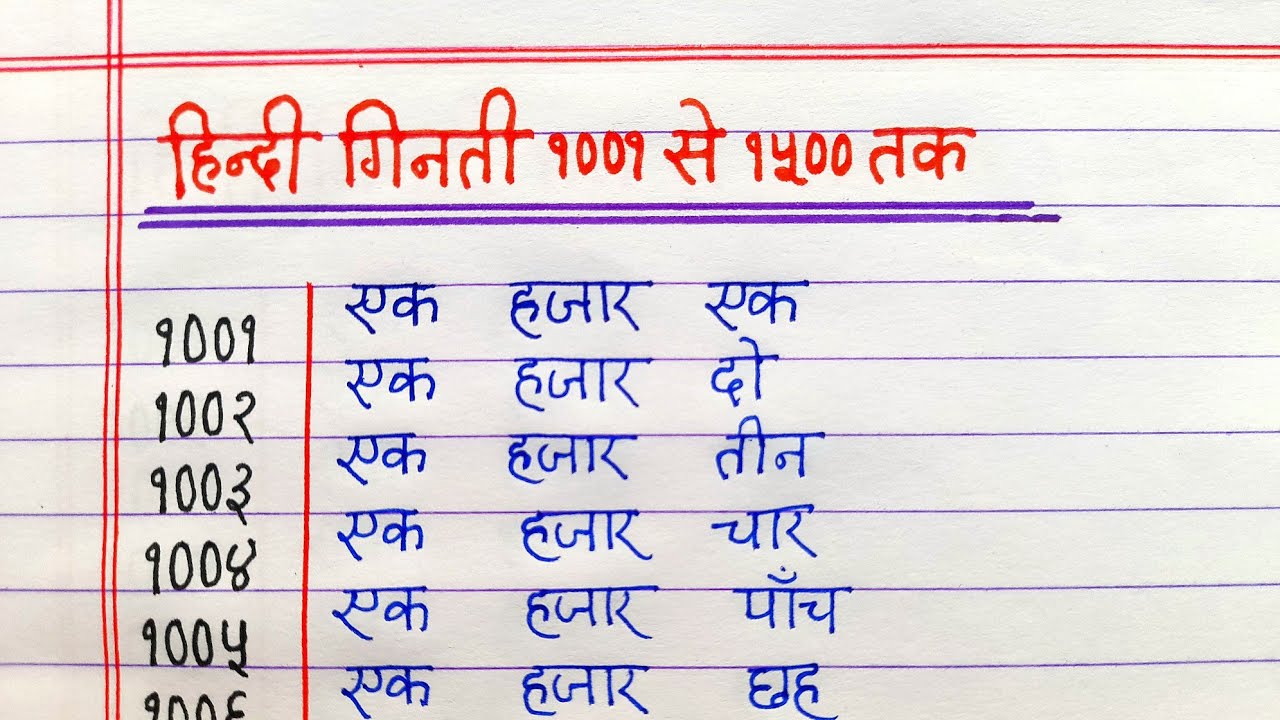 Hindi Numbers 1001 to 1500 || हिंदी गिनती 1001 से 1500 तक || Hindi Ginti 1001 se 1500 tak
