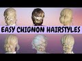 6 EASY chignon hairstyles - quick hair tutorial