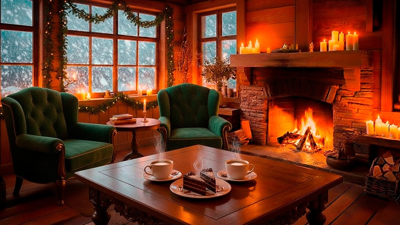 Relaxing Winter Jazz Café ❄️Smooth Jazz 🔥 Lofi Music Fireplace Ambience for Study & Focus & Relax