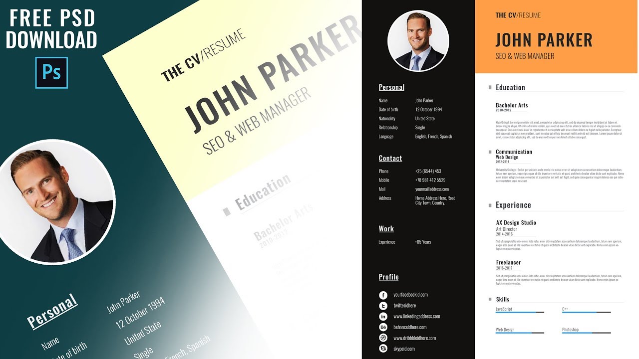 resume format for photoshop designers