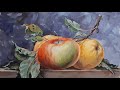 Как нарисовать натюрморт с яблоками гуашью/How to paint  still life apples using gouache