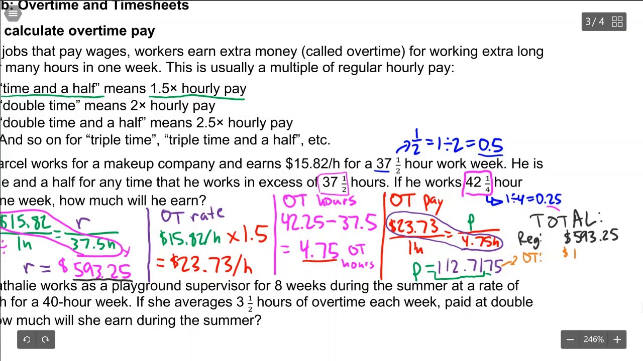Calculating Overtime Pay/Wages (AB Math 10-3) - YouTube