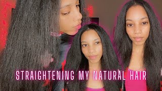 HOW TO STRAIGHTEN NATURAL HAIR AT HOME | Start to Finish