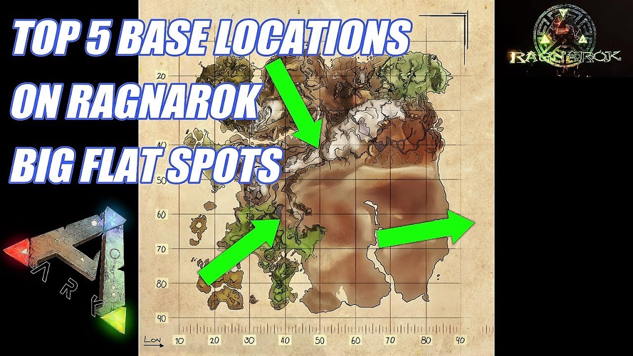 Top 5 Base Locations Ragnarok Ark Survival Evolved Big Flat Spots Youtube