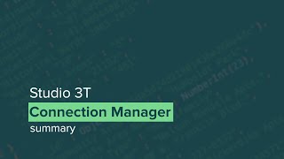 Connection Manager | Connect To MongoDB Atlas, or a Local Host