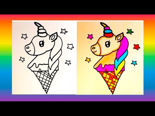 How To Draw A Unicorn Ice Cream Cone (Ice Cream-icorn) 