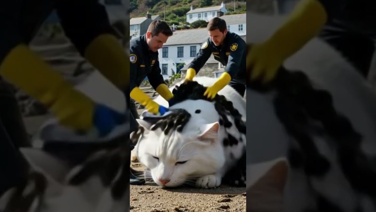 🐱✨ Unbelievable Cat Rescue! Watch This Giant Fluffy White Cat Get a Deep Clean! 🧽💦