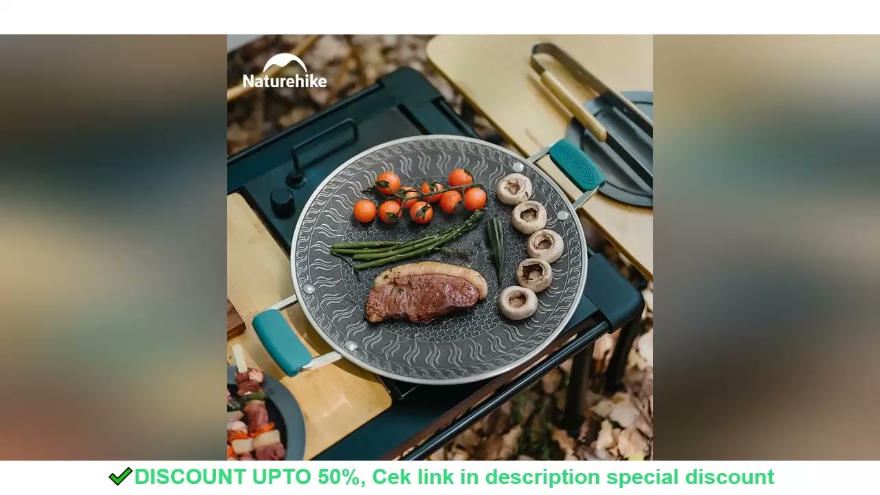 Naturehike BBQ Cooking Grill Pan Camping Picnic Non Stick Round Griddle Pan Folding Frying Pan