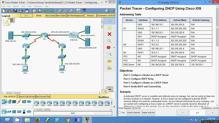 8.1.3.3 Packet Tracer - Configuring DHCPv4 Using Cisco IOS