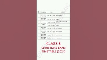 CLASS 8 CHRISTMAS EXAM TIMETABLE 2024 |STATE SYLLABUS|EXCELLENT ACADEMIC