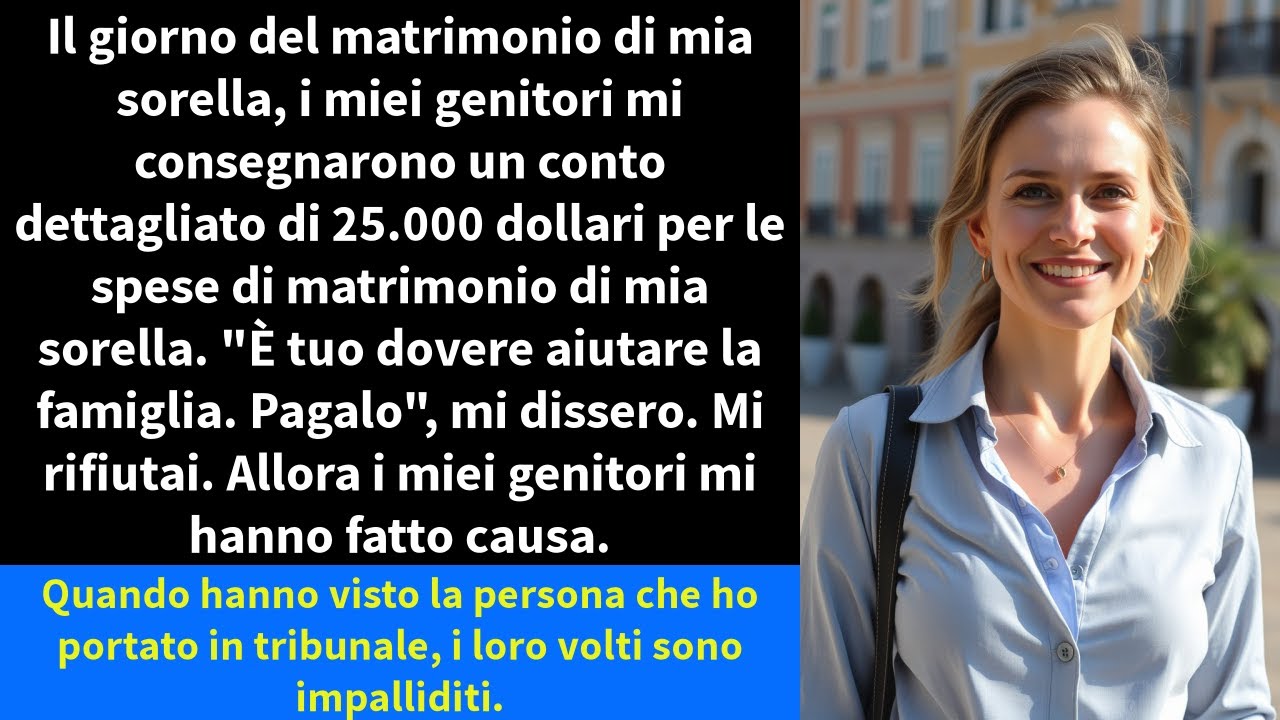 Il giorno del matrimonio di mia sorella, i miei genitori mi consegnarono un conto dettagliato di