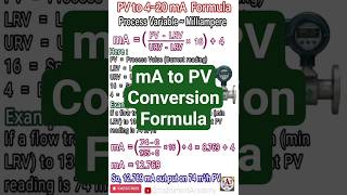 mA to PV Conversion Formula | Milliampere to Process variable Formula #InstrumentAcademy