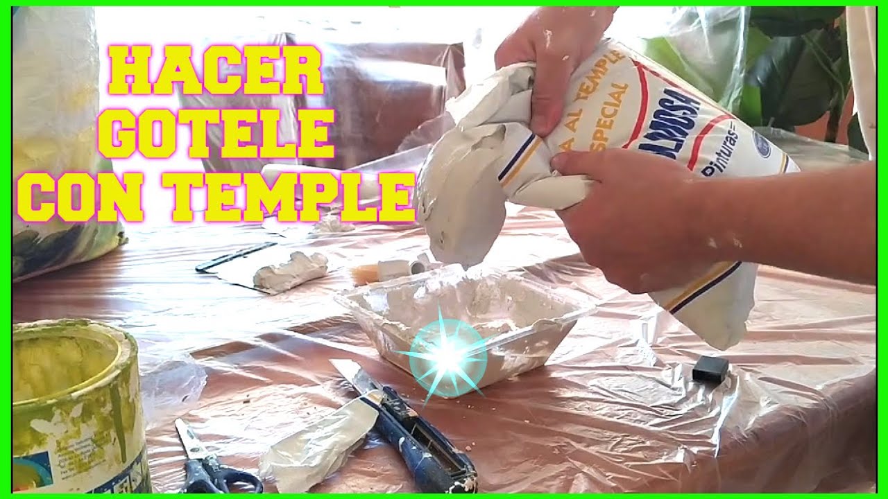 Como HACER GOTELE sin rodillo a mano con ESCOBILLA - mezcla de agua pintura  temple 