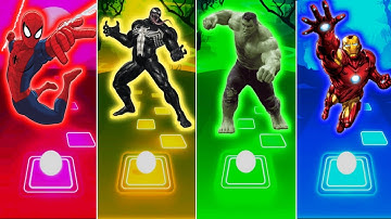 Spider Man 🆚 Venom 🆚 Hulk 🆚 Iron Man | Tiles Hop EDM Rush
