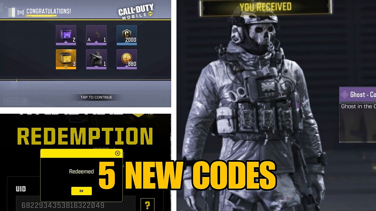 *NEW* ALL 5 NEW COD MOBILE REDEEM CODES 2025 – 880 CP + GHOST COLD ...