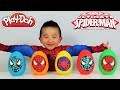 Ultimate Spiderman Play-Doh Surprise Eggs Opening Fun With Ckn Toys