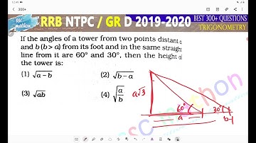 if the angle of a tower from two points distant A and B from its foot and in the same straight line
