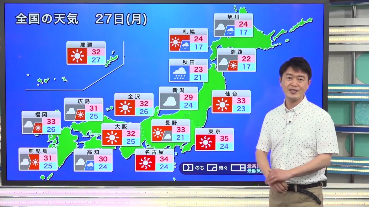 あす 6月27日(月)の天気予報　Tomorrow June 27 (Monday) weather forecast