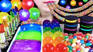 ASMR RAINBOW DESSERT ALOE VERA LIPSTICK JELLY KYOHO JELLY RAINBOW OREO ROPE JELLY MUKBANG CANDYS