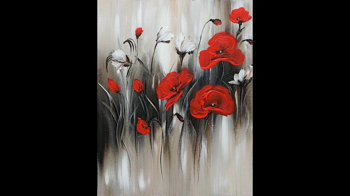 How to paint Flowers, Demo, Red and White Flowers ...