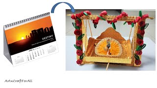 Laddu gopal jhula from old table calendar/ jhula making / best out of waste craft