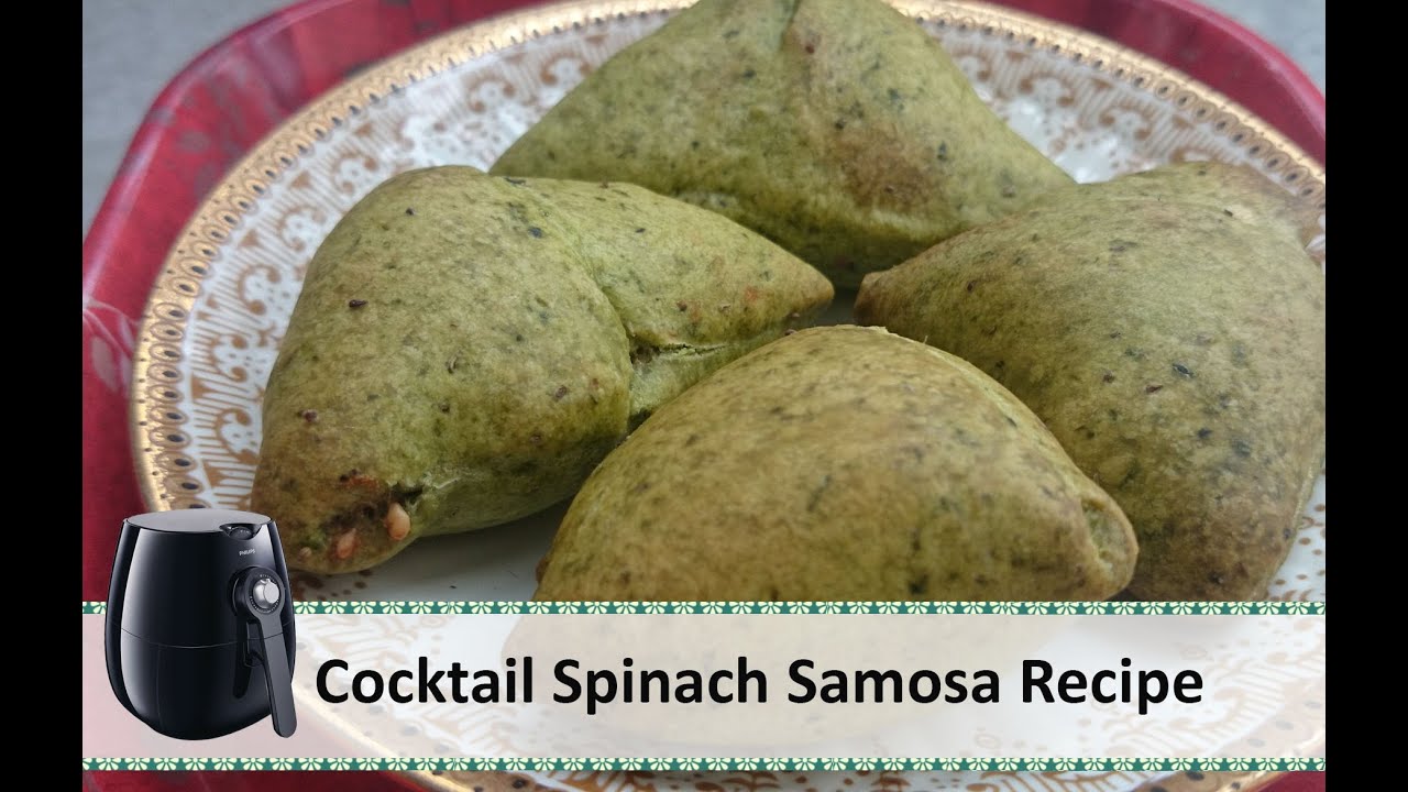 Cocktail Spinach Samosa Recipe | Indian Airfryer Recipes by Healthy Kadai