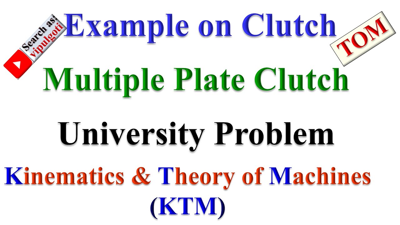 Example on Multi plate Clutch, 1, Problem on Multi plate clutch 