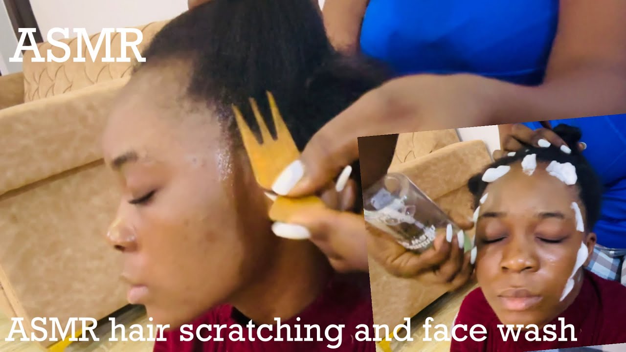 ASMR 🪐✨ face wash 🧽 and hair scratching 