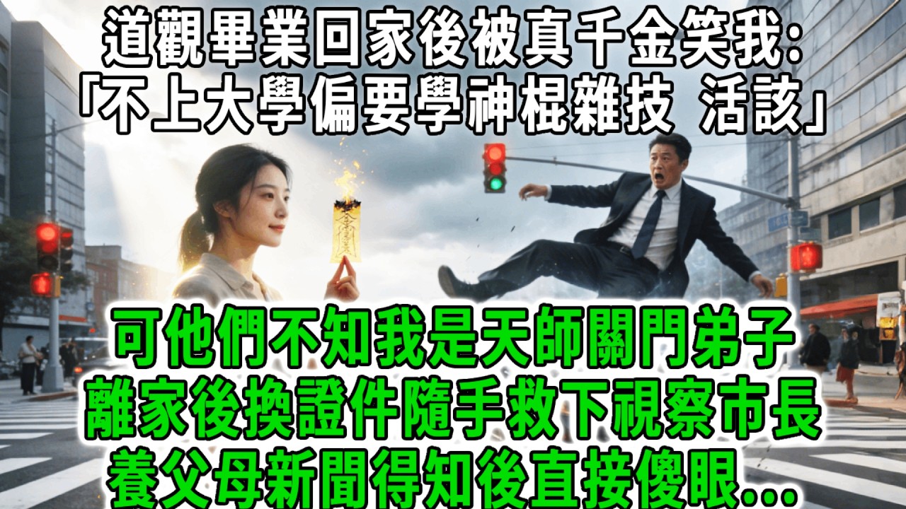 在道教學院畢業後坐車回家，卻被養父母嫌棄，真千金笑我:｢不上大學偏要學神棍雜技，活該｣可他們不知我是天師關門弟子，離家後換證件隨手救下視察市長，養父母新聞得知後直接傻眼！#荷上清風 #爽文