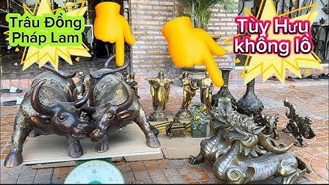 Cặp tuỳ hưu to _ Cặp trâu đồng to _ Tượng đồng công giáo. Trưa 23/12 #đồcổcầnthơ #đồcổ