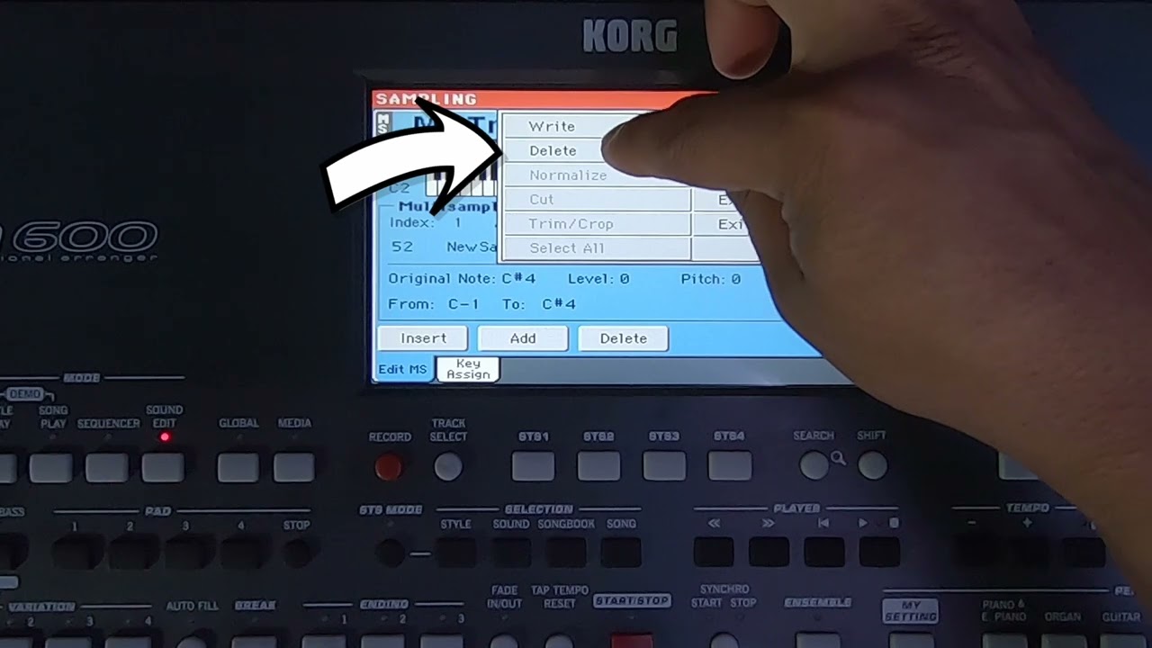 Como borrar samples en Korg PA600 |Josue Flores