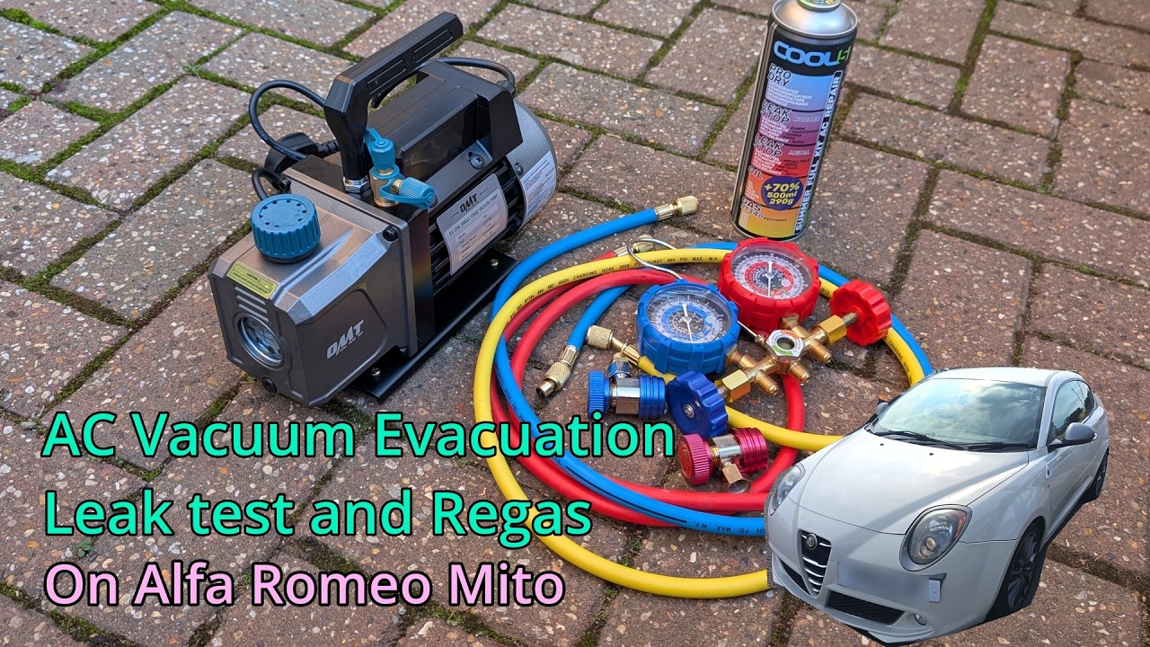 A/C System Evacuation, Leak test and Regas on Alfa Romeo Mito