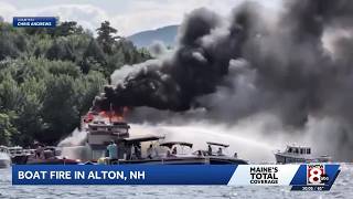 Crews battle boat fire on Lake Winnipesaukee