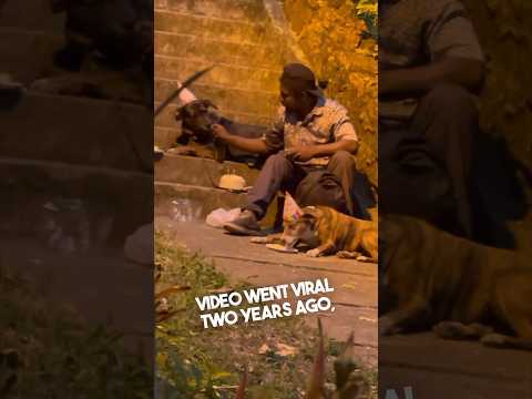 Homeless man celebrates