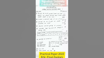 BSc Final Zoology Practical Paper 2023 Rajasthan University