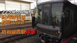 223系8両編成の紀州路快速和歌山行き 阪和線鳳駅停車！