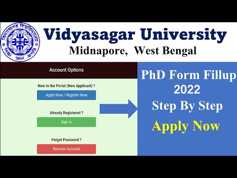 Vidyasagar University PhD Form Fill Up 2022 // Application Process Step by Step // Apply Now