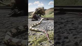 Snake Bites Lion to Save Man on Railway! RDR2 #shorts