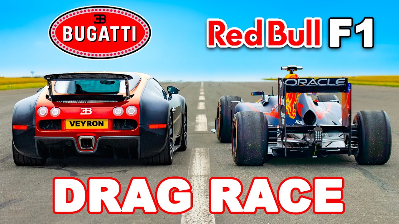 Bugatti Veyron v Mobil F1 Red Bull: DRAG RACE