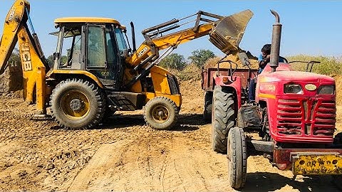 Jcb 3dx Backhoe Loader Machine Loading Mud In Mahindra and Newholland Tractor | Jcb Tractor Video