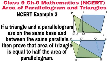 ch-9 NCERT Example 2 class 9 || Area of parallelogram and triangle || NCERT Mathematics