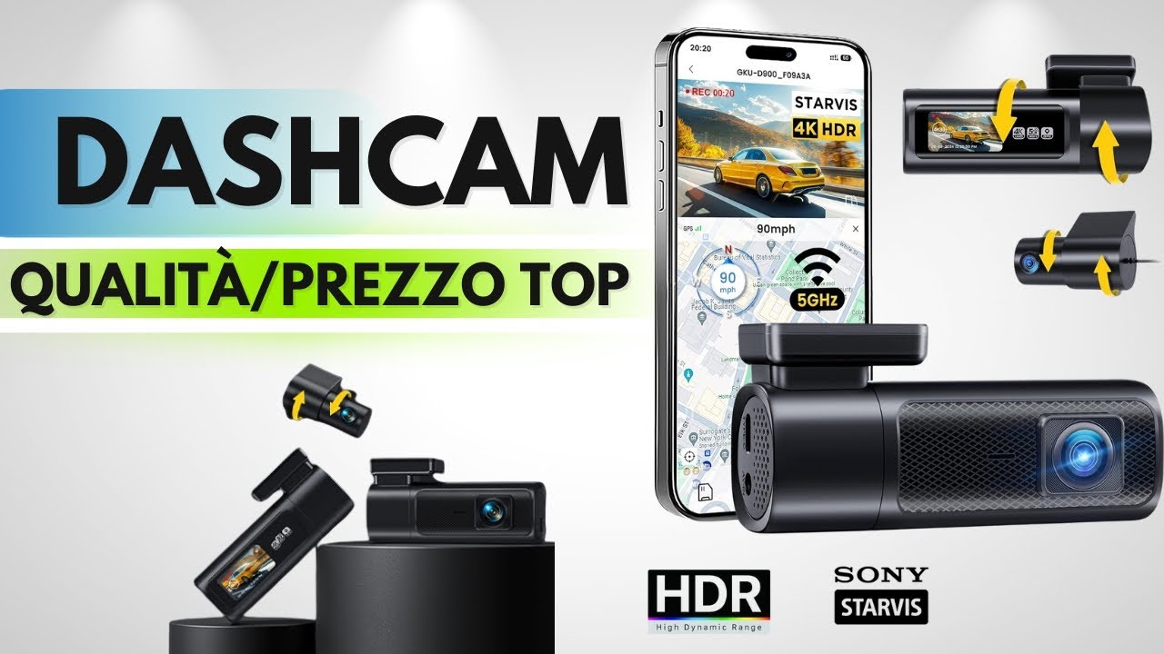 GKU D900: dash cam 4K con telecamera posteriore