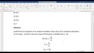 Actuarial SOA Exam P Sample Question 252 (once 324) Solution