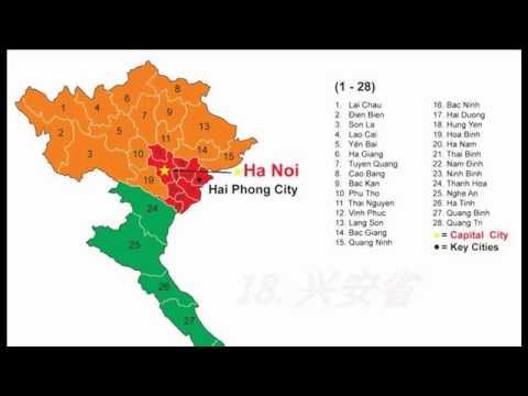 Các tỉnh thành phố Việt Nam bằng tiếng Trung - học tiếng Trung giao tiếp qua video