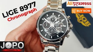 LIGE 8977 Luxury Chronograph Watch│Lige Watch Review│Subtitles